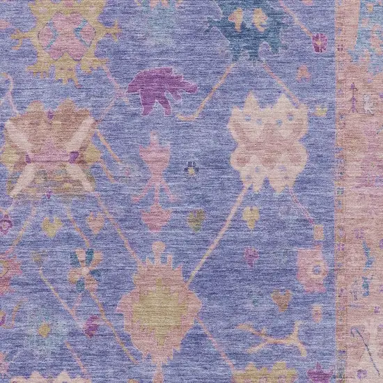 Purple And Blue Oriental Washable Area Rug With UV Protection Photo 3
