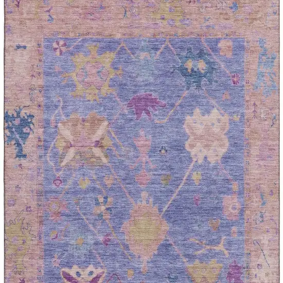 Purple And Blue Oriental Washable Area Rug With UV Protection Photo 4