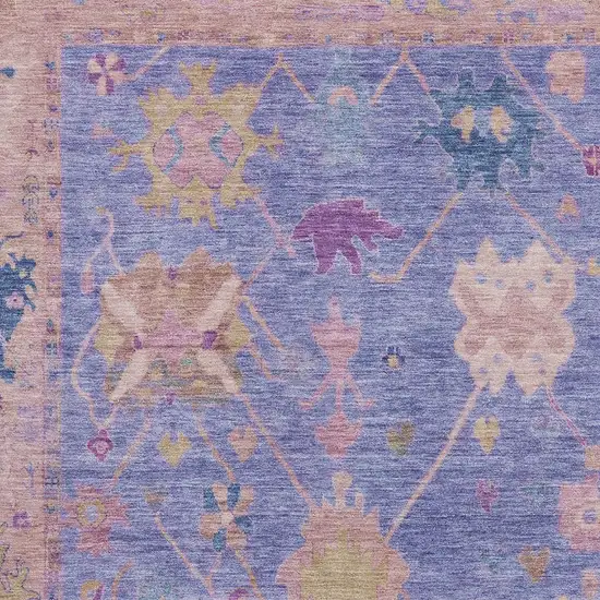 Purple And Blue Oriental Washable Area Rug With UV Protection Photo 3