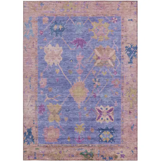 Purple And Blue Tribal Washable Indoor Outdoor Area Rug Photo 3