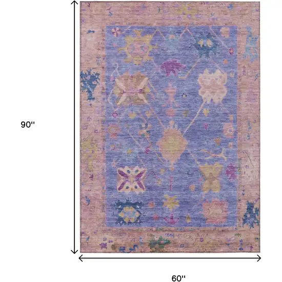Purple And Blue Tribal Washable Indoor Outdoor Area Rug Photo 9