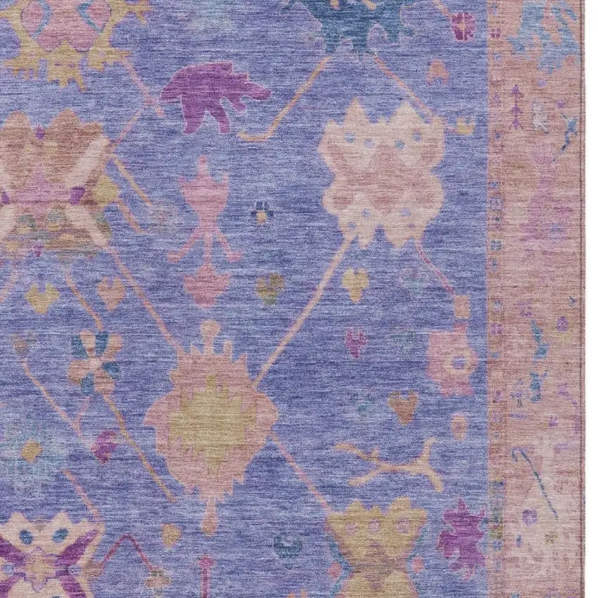 Purple And Blue Tribal Washable Indoor Outdoor Area Rug Photo 4