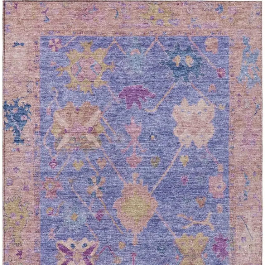 Purple And Blue Tribal Washable Indoor Outdoor Area Rug Photo 7