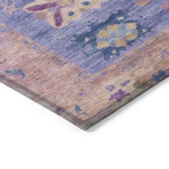 Purple And Blue Tribal Washable Indoor Outdoor Area Rug Photo 6