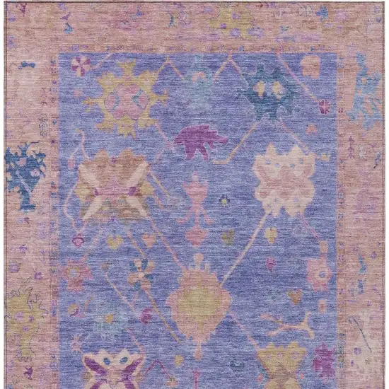 Purple And Blue Tribal Washable Indoor Outdoor Area Rug Photo 8
