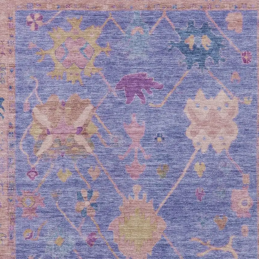 Purple And Blue Tribal Washable Indoor Outdoor Area Rug Photo 9
