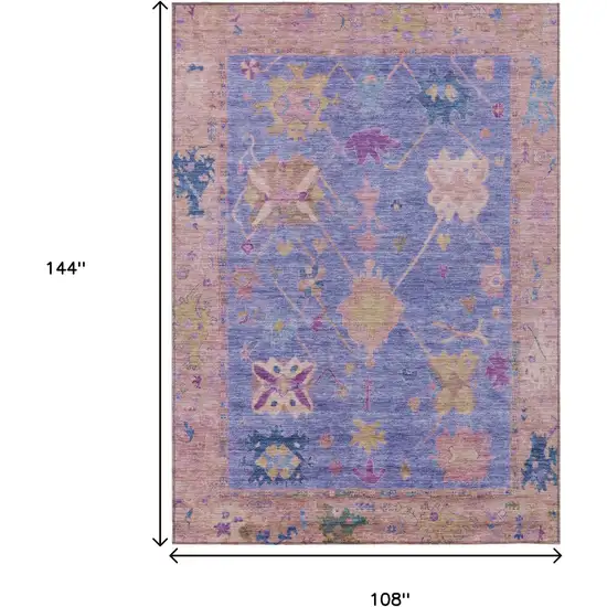 Purple And Blue Tribal Washable Indoor Outdoor Area Rug Photo 9