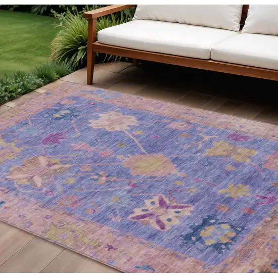 Purple And Blue Tribal Washable Indoor Outdoor Area Rug Photo 2