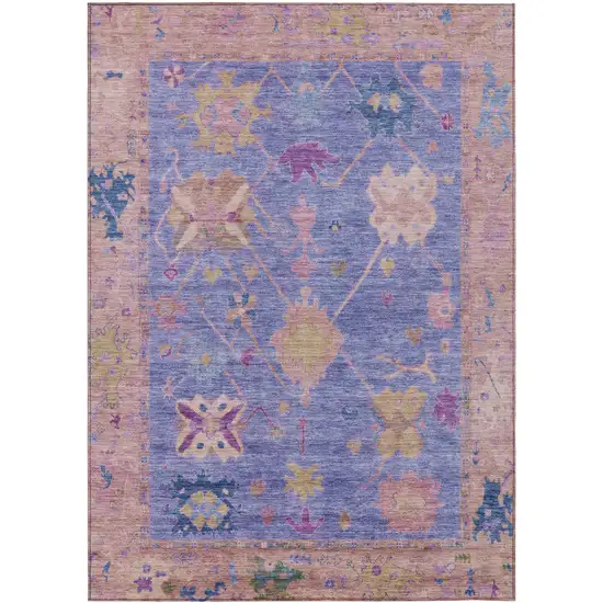 Purple And Blue Tribal Washable Indoor Outdoor Area Rug Photo 1