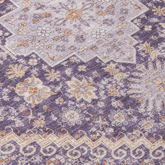 Purple And Blush Oriental Washable Indoor Outdoor Area Rug Photo 4