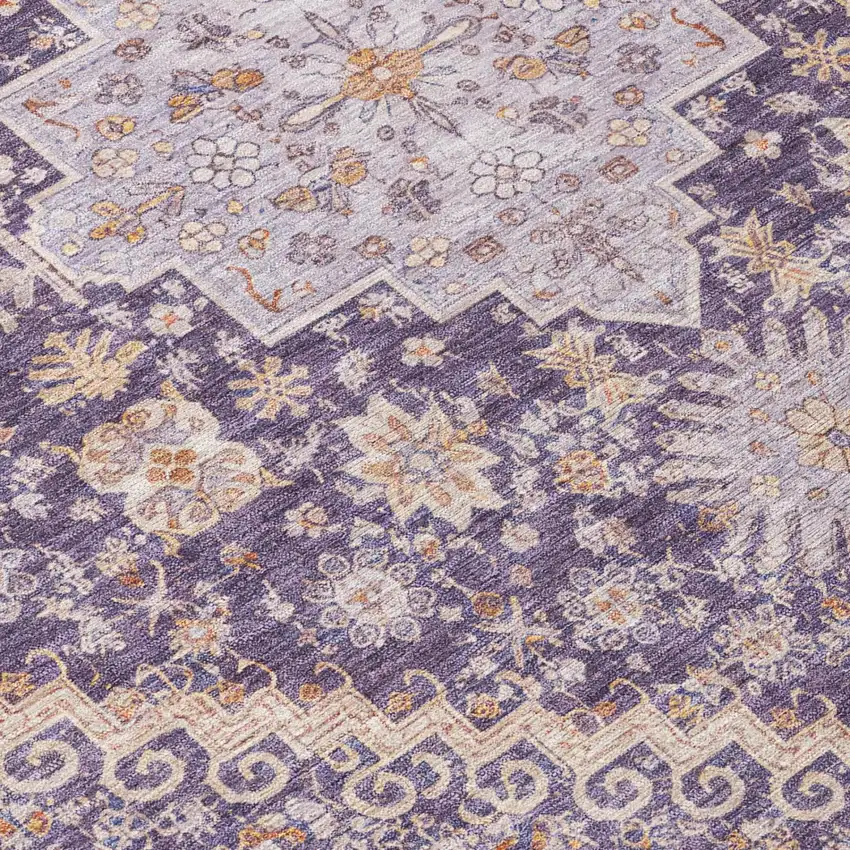 Purple And Blush Oriental Washable Indoor Outdoor Area Rug Photo 4