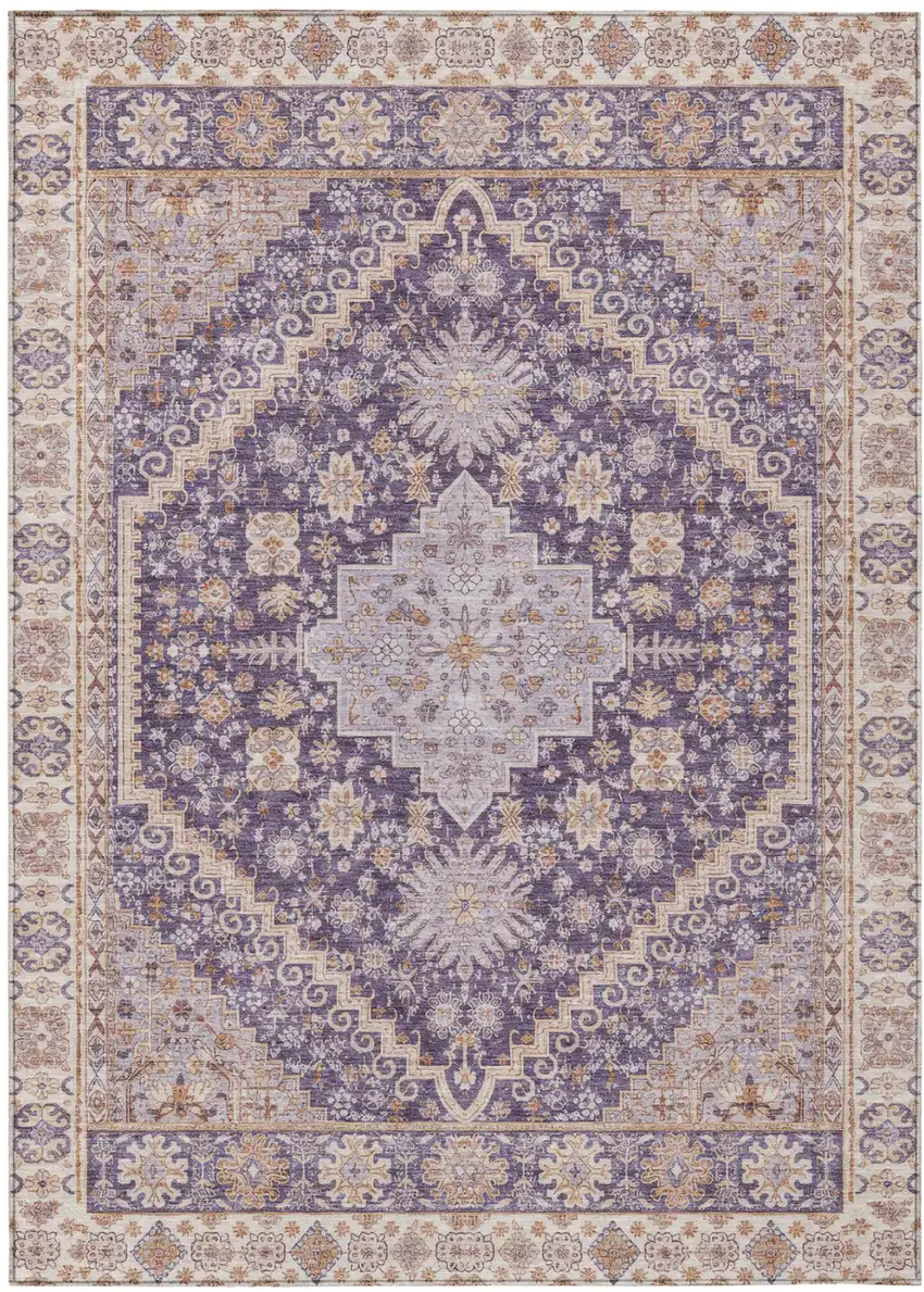 Purple And Blush Oriental Washable Indoor Outdoor Area Rug Photo 2