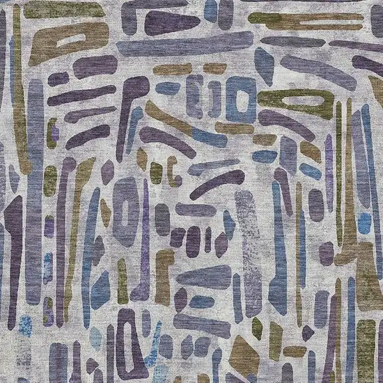 Purple And Brown Abstract Washable Indoor Outdoor Area Rug Photo 2