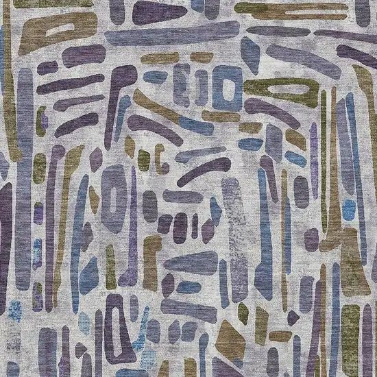 Purple And Brown Abstract Washable Indoor Outdoor Area Rug Photo 2