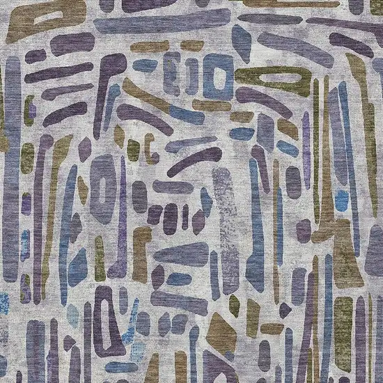 Purple And Brown Abstract Washable Indoor Outdoor Area Rug Photo 2