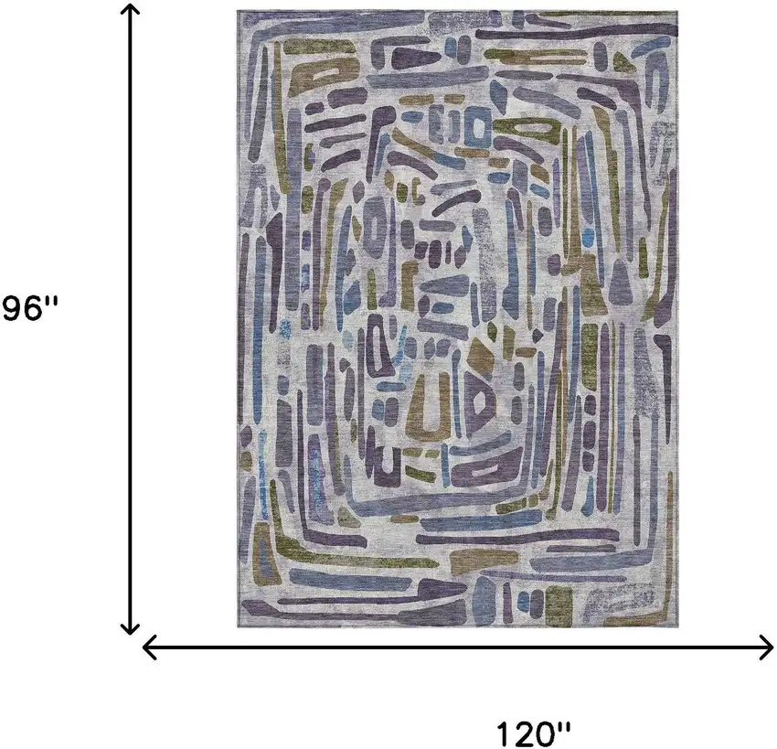 Purple And Brown Abstract Washable Indoor Outdoor Area Rug Photo 9