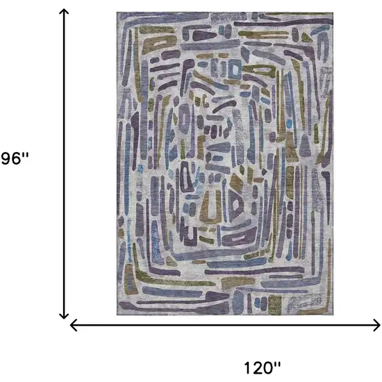 Purple And Brown Abstract Washable Indoor Outdoor Area Rug Photo 9