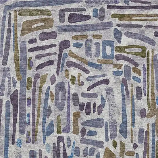 Purple And Brown Abstract Washable Indoor Outdoor Area Rug Photo 2