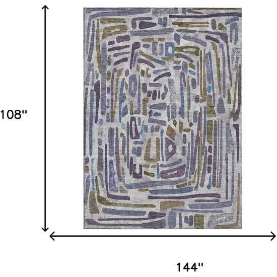 Purple And Brown Abstract Washable Indoor Outdoor Area Rug Photo 9