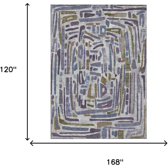 Purple And Brown Abstract Washable Indoor Outdoor Area Rug Photo 9