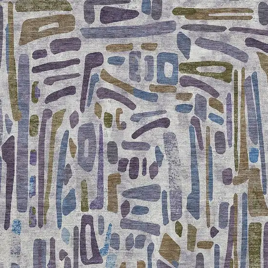 Purple And Brown Abstract Washable Indoor Outdoor Area Rug Photo 2