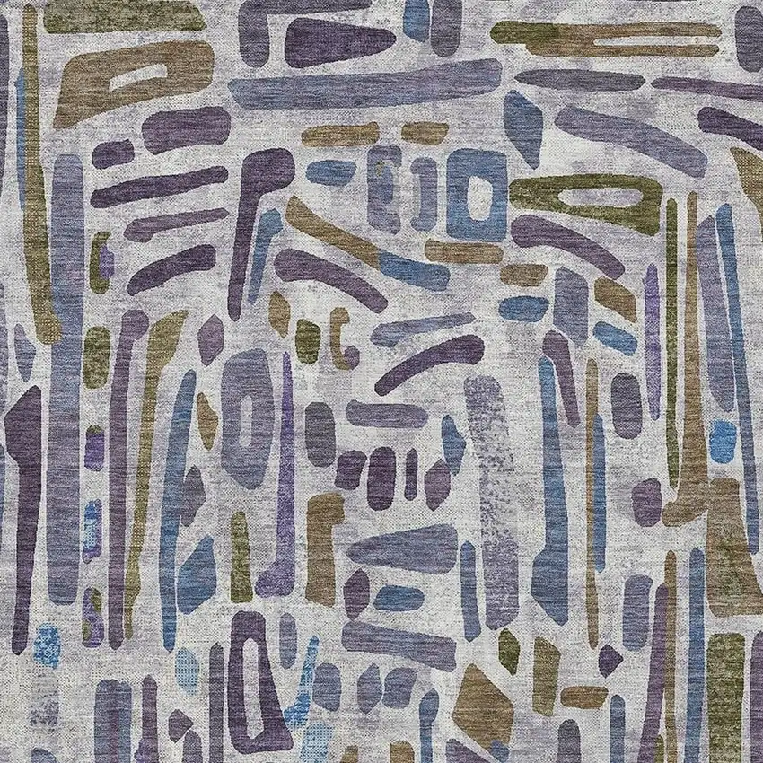 Purple And Brown Abstract Washable Indoor Outdoor Area Rug Photo 2
