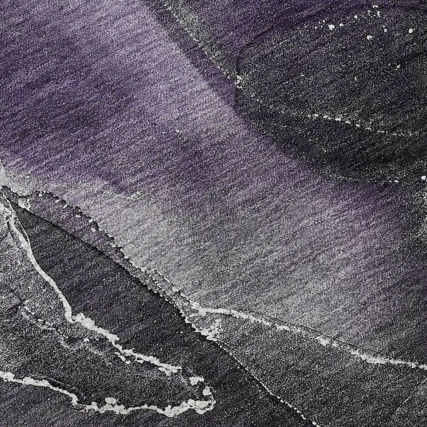 Purple And Charcoal Abstract Washable Area Rug With UV Protection Photo 3