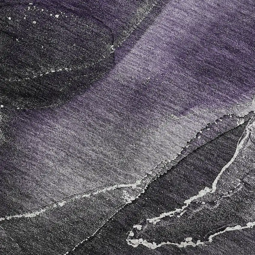 Purple And Charcoal Abstract Washable Area Rug With UV Protection Photo 5