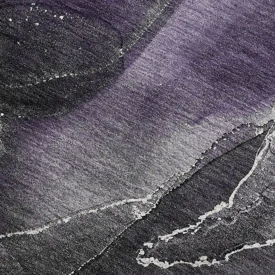 Purple And Charcoal Abstract Washable Area Rug With UV Protection Photo 4