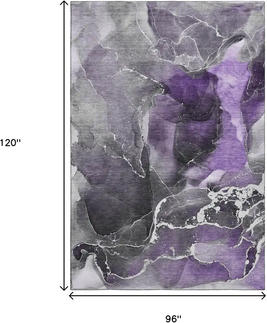 Purple And Charcoal Abstract Washable Area Rug With UV Protection Photo 8