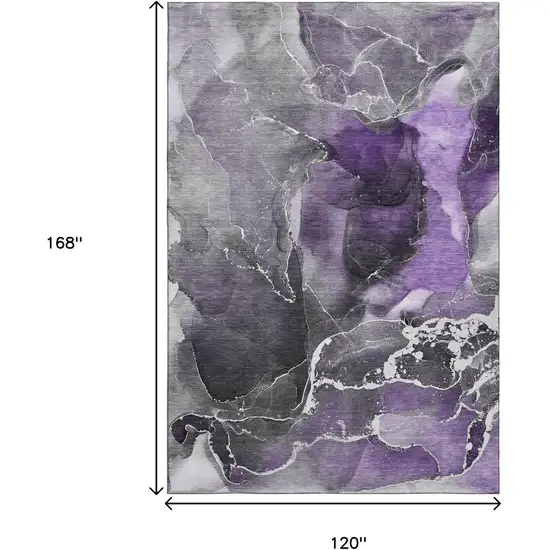 Purple And Charcoal Abstract Washable Area Rug With UV Protection Photo 3