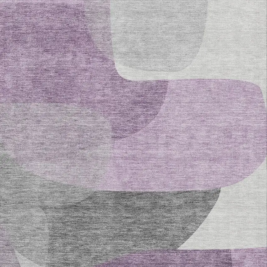 Purple And Charcoal Abstract Washable Area Rug With UV Protection Photo 3