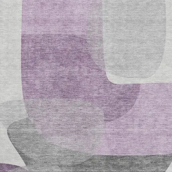 Purple And Charcoal Abstract Washable Area Rug With UV Protection Photo 3