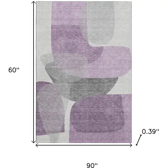 Purple And Charcoal Abstract Washable Area Rug With UV Protection Photo 9