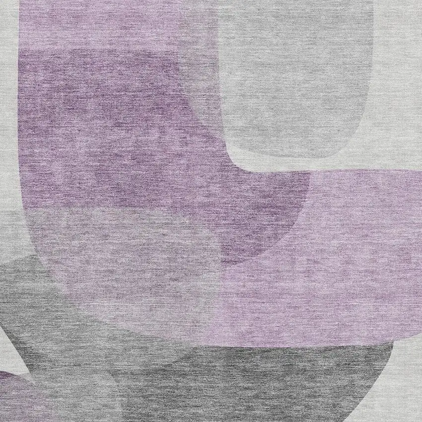 Purple And Charcoal Abstract Washable Area Rug With UV Protection Photo 3
