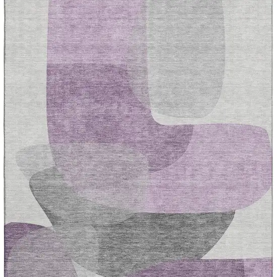 Purple And Charcoal Abstract Washable Area Rug With UV Protection Photo 4