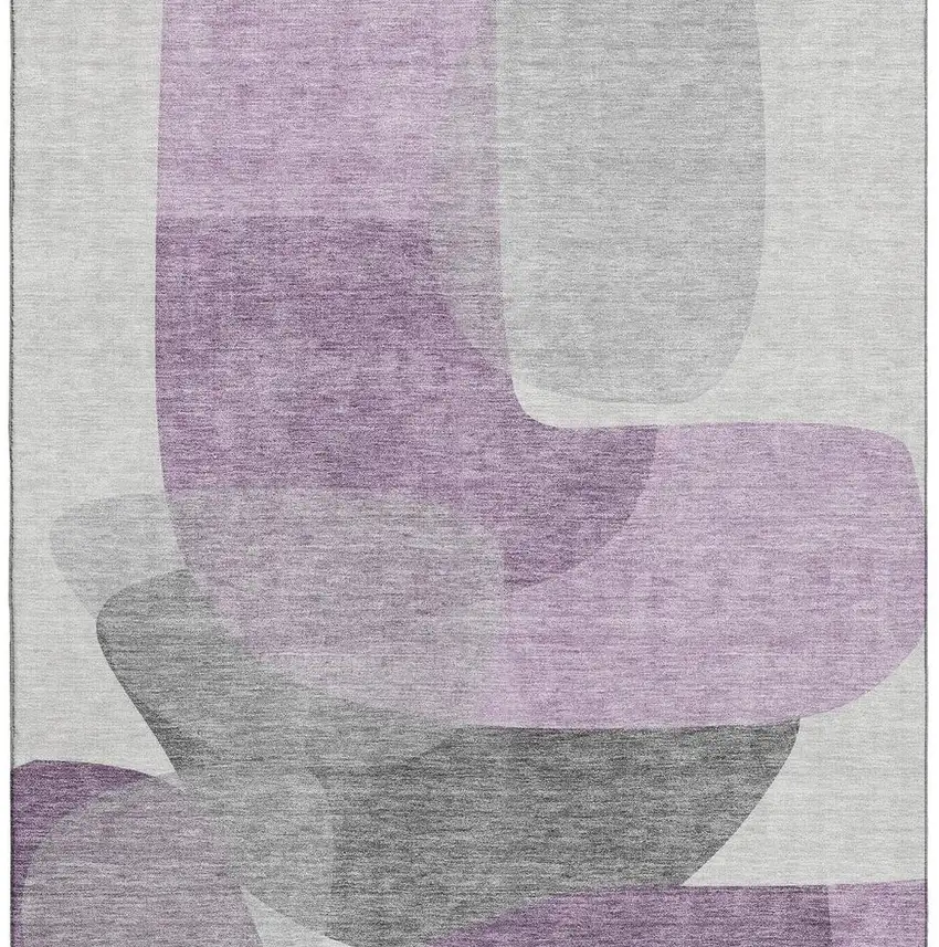 Purple And Charcoal Abstract Washable Area Rug With UV Protection Photo 4