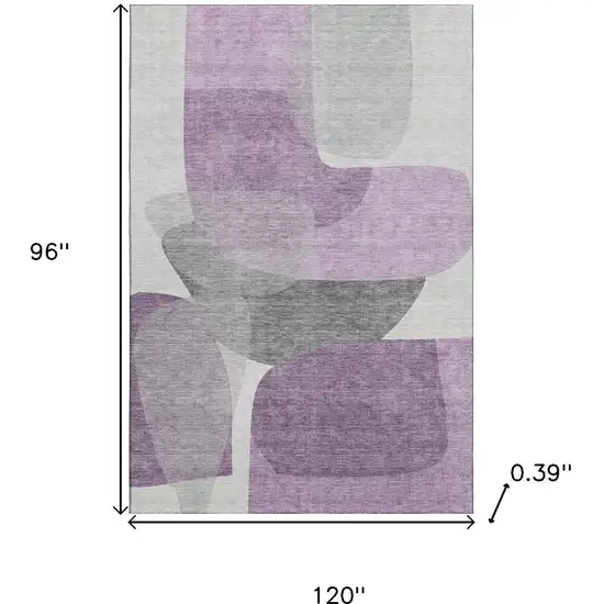 Purple And Charcoal Abstract Washable Area Rug With UV Protection Photo 9
