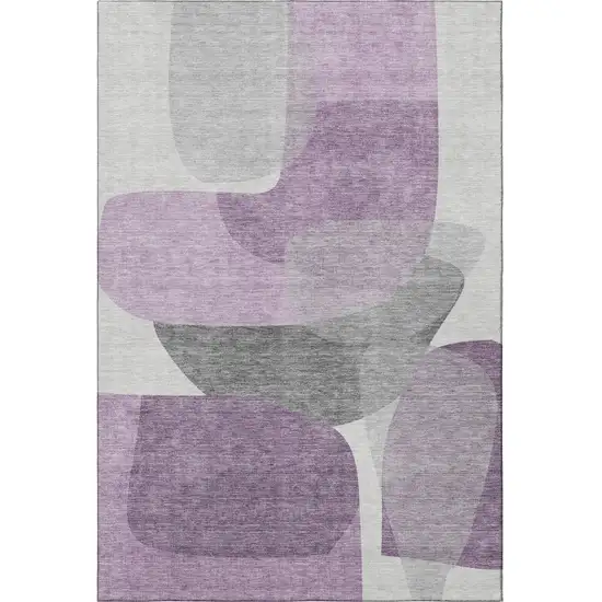 Purple And Charcoal Abstract Washable Area Rug With UV Protection Photo 4