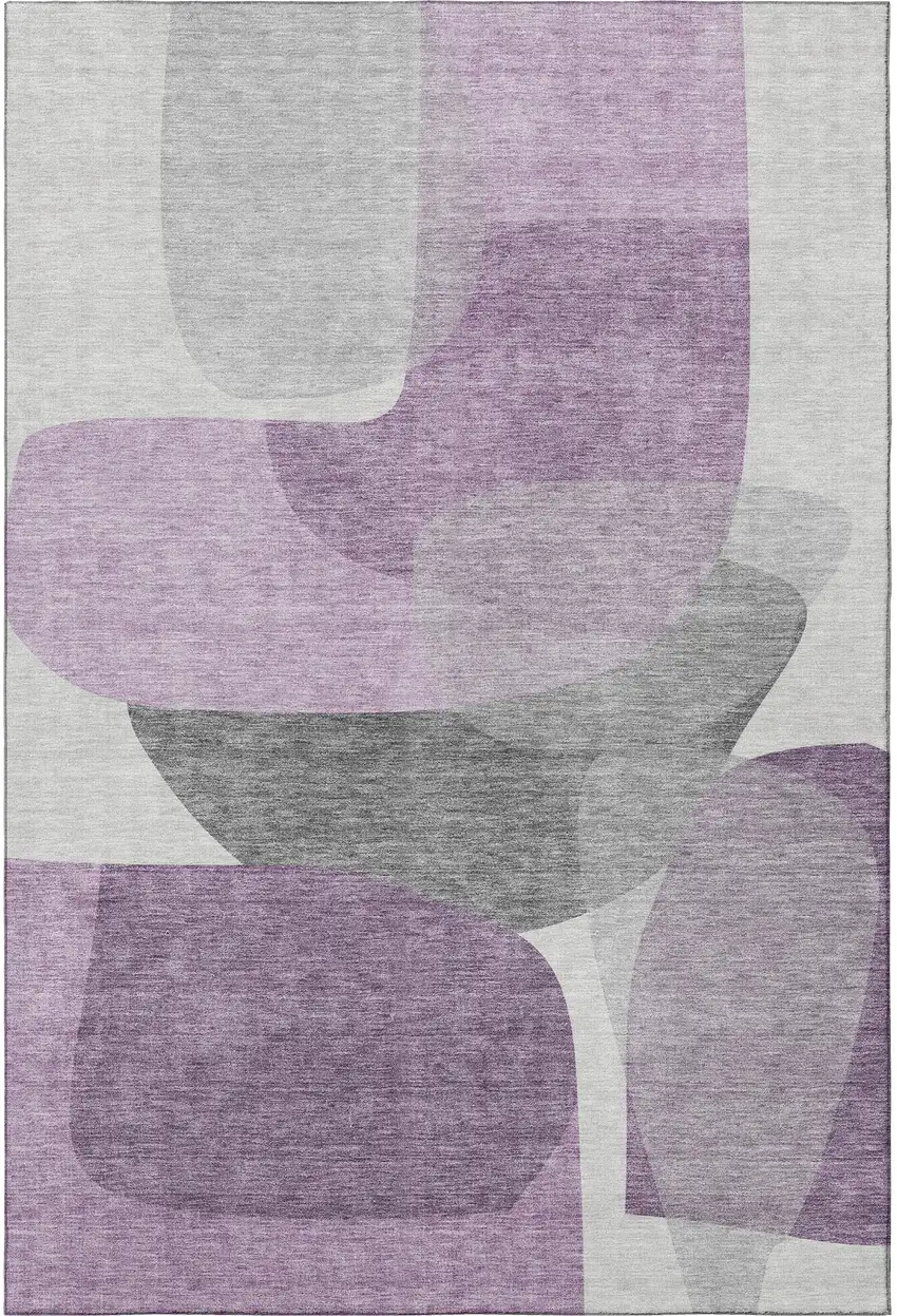 Purple And Charcoal Abstract Washable Area Rug With UV Protection Photo 3