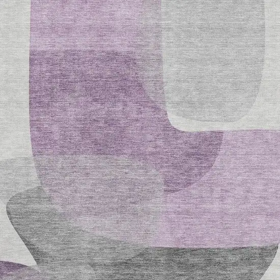 Purple And Charcoal Abstract Washable Area Rug With UV Protection Photo 3