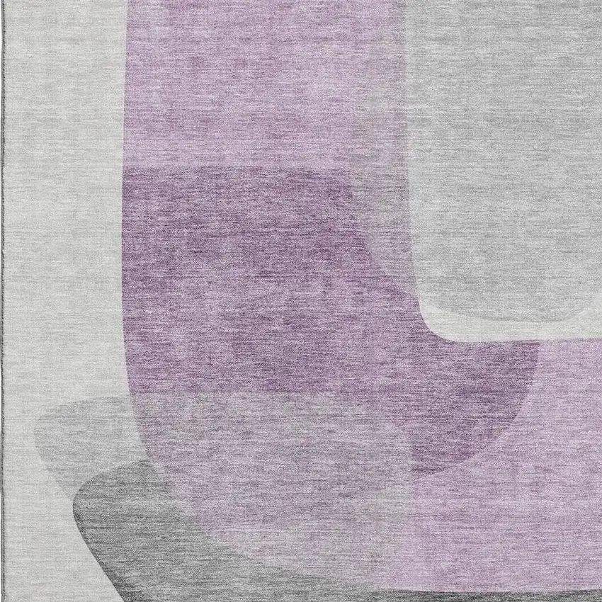 Purple And Charcoal Abstract Washable Area Rug With UV Protection Photo 7