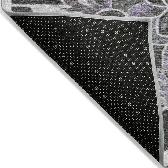 Purple And Charcoal Damask Washable Indoor Outdoor Area Rug Photo 7