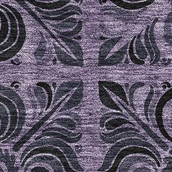 Purple And Charcoal Medallion Washable Area Rug With UV Protection Photo 3