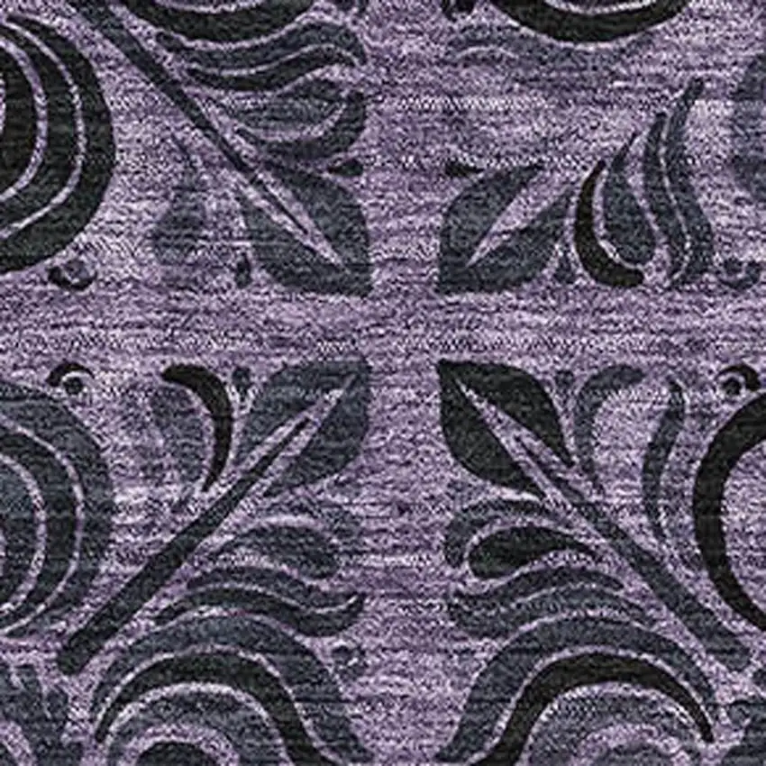 Purple And Charcoal Medallion Washable Area Rug With UV Protection Photo 3