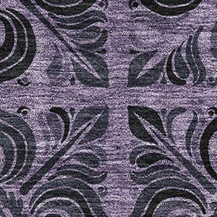 Purple And Charcoal Medallion Washable Area Rug With UV Protection Photo 3