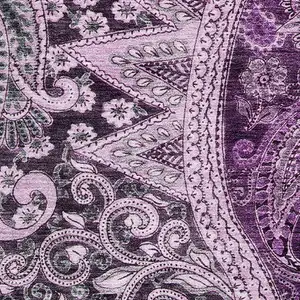 Photo of Purple And Charcoal Paisley Washable Area Rug With UV Protection