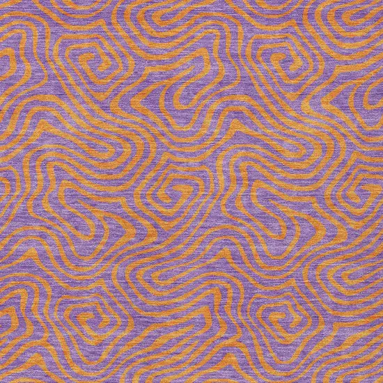 Purple And Copper Abstract Washable Indoor Outdoor Area Rug Photo 7