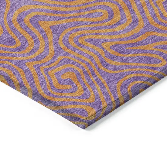 Purple And Copper Abstract Washable Indoor Outdoor Area Rug Photo 5
