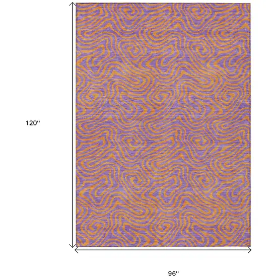 Purple And Copper Abstract Washable Indoor Outdoor Area Rug Photo 9